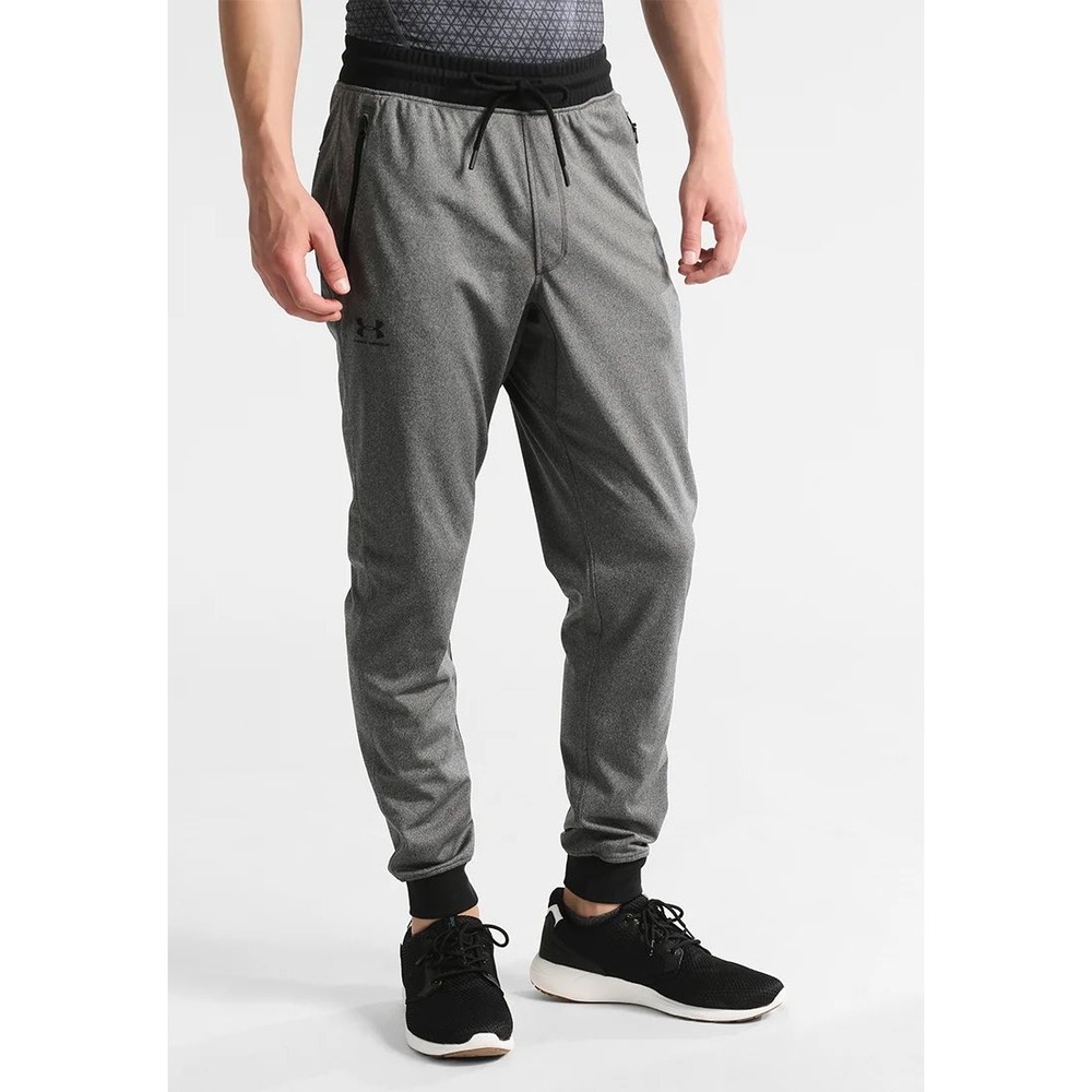 Under Armour Mens Jogger Pants Loose Fit Gray Black Logo Size MD